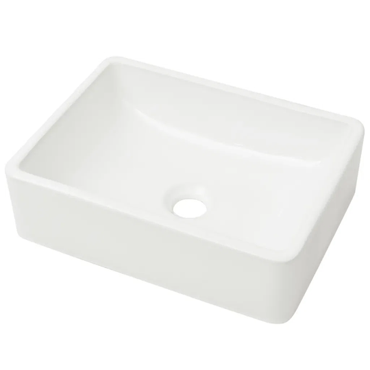 Bristol White Ceramic Rectangular Bathroom Sink