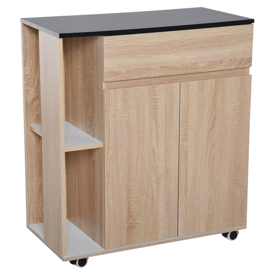 HOMCOM Kitchen Storage Trolley Cart Cupboard Rolling Island Shelves