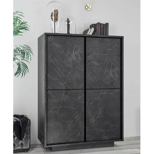 Rock Sideboard 4 Doors White Marble Effect 92X43x145h