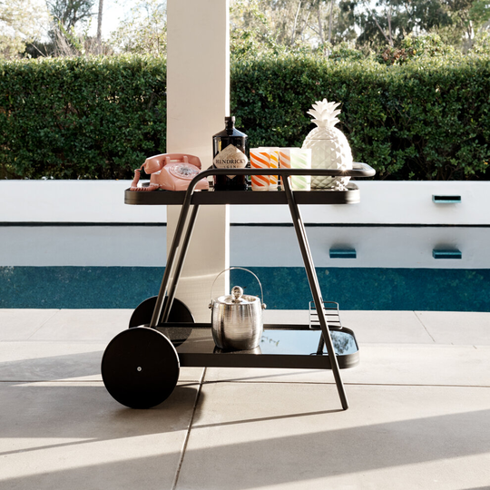 Barbie Poolside Outdoor Bar Cart Serving Trolley - Charcoal By Novogratz