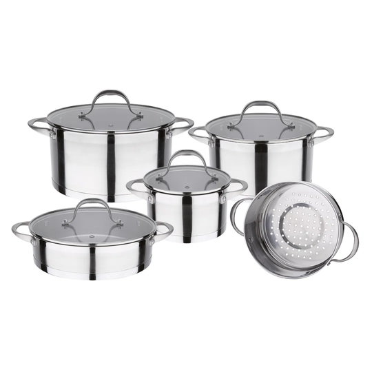 Oslo 9 Piece Stainless Steel Cookware Set