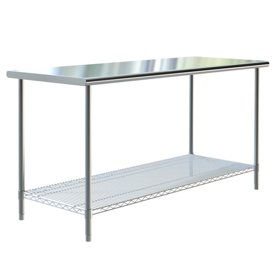 (150*60*80cm) Commercial Stainless Steel Kitchen Table Prep Work Bench Worktop With Mesh Shelf