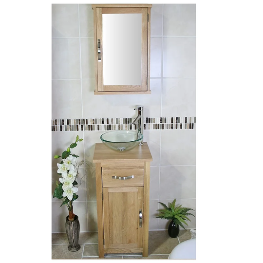 Cox Compact Solid Oak 400mm Free-Standing Single Vanity Unit