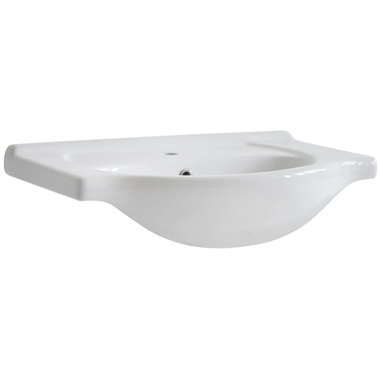 White Ceramic Oval Bathroom Sink with Faucet and Overflow