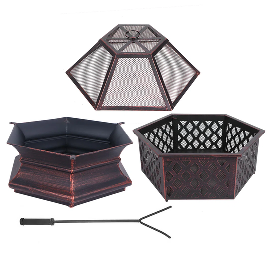Outdoor Steel Hexagonal Bbq Charcoal Barbecue Grill Warming Fire-pit For Picnic Camping