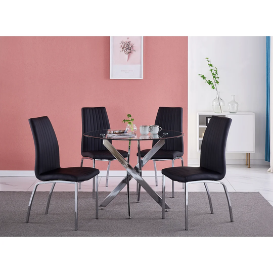Nexus Dining Table With 4 Modalux Grey Chairs