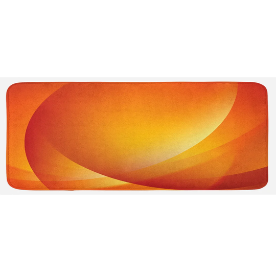Orange Kitchen Mat Colorful Twist Lines