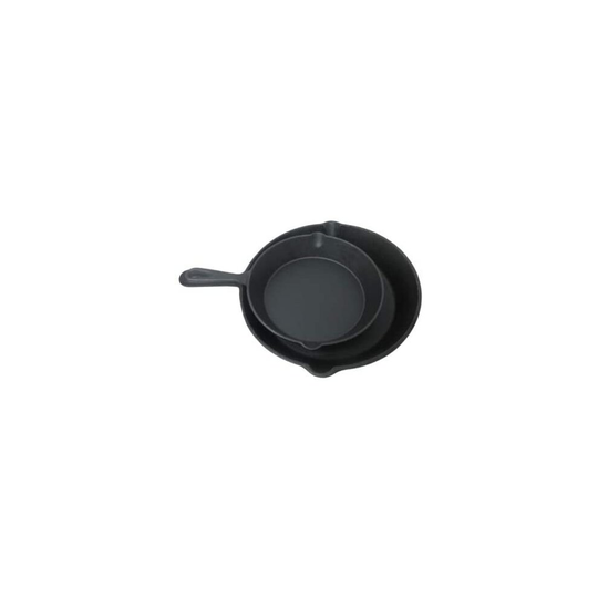 2 Pcs Set Cast Iron Non-Stick Frying Griddle Pan Barbecue Grill Fry BBQ Skillets