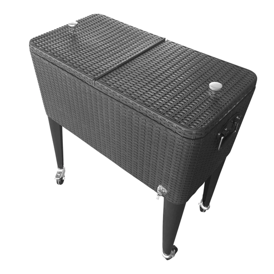 76 L Retro Wicker-Look Black Cooler