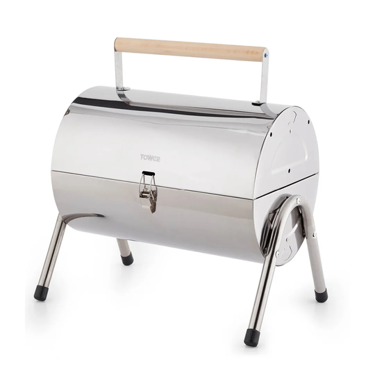 Tower, Stainless Steel T978515 Stealth Portable Charcoal BBQ with Wooden Carry Handle