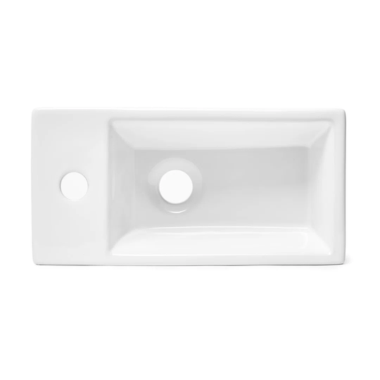 Schorr White Ceramic Rectangular Wall Mount Bathroom Sink with Overflow