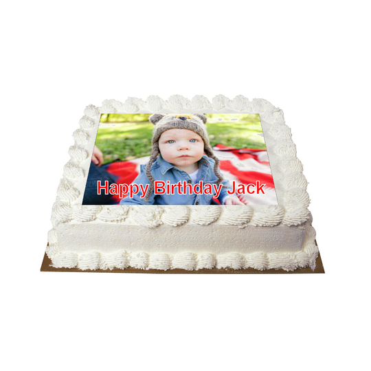 7.5 inch Square Personalised Photo/Your Logo Cake Topper Edible Fondant Icing Sheet Cake Topper