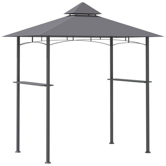 Outsunny Outdoor Double-tier BBQ Gazebo Shelter Grill Canopy Grey