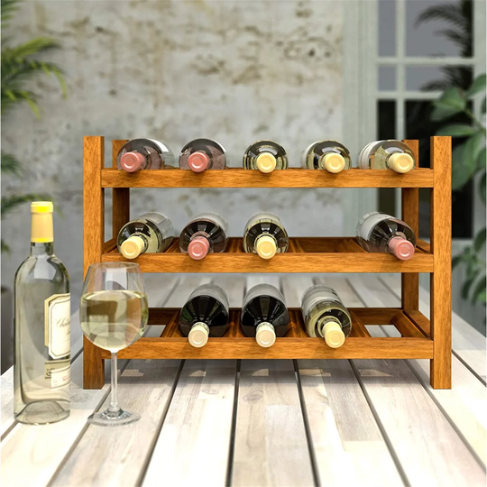 Anley 15 Bottle Solid Wood Floor Wine Bottle Rack