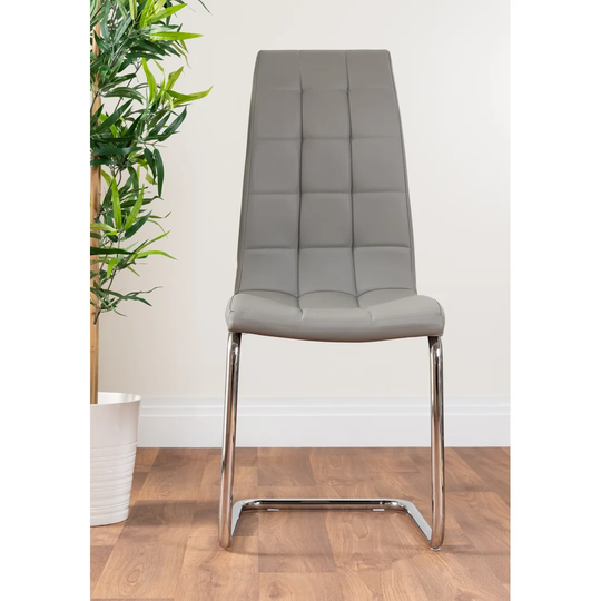 Leonardo Black Leg Glass Dining Table & 6 Grey Murano Chairs
