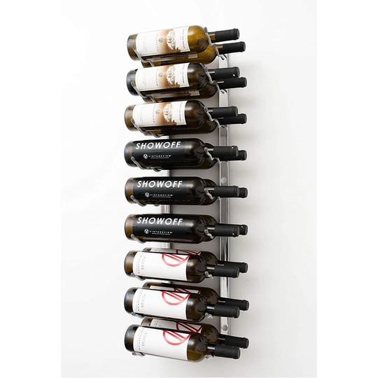 (3 Ft) - 18 Bottle Wall Mounted Wine Rack (Brushed Nickel) Stylish Modern Wine Storage With Label Forward Design