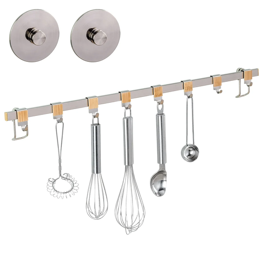 WENKO Turbo-Loc® Hook Rail Premium With 8 Hooks, Wall Rail, 60 Cm