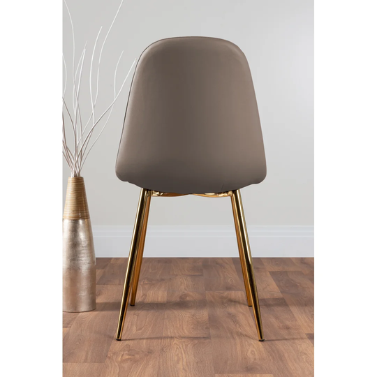 Leonardo Black Leg Glass Dining Table & 6 Cappuccino Corona Gold Leg Chairs