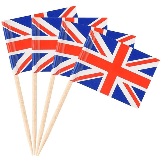 SHATCHI 50Pcs Union Jack Toothpicks Cocktail Platinum Jubilee Cupcake Toppers UK Flags