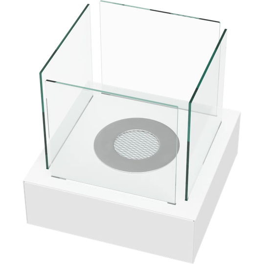 Tabletop Ethanol Fireplace Tango3 White with Glazing
