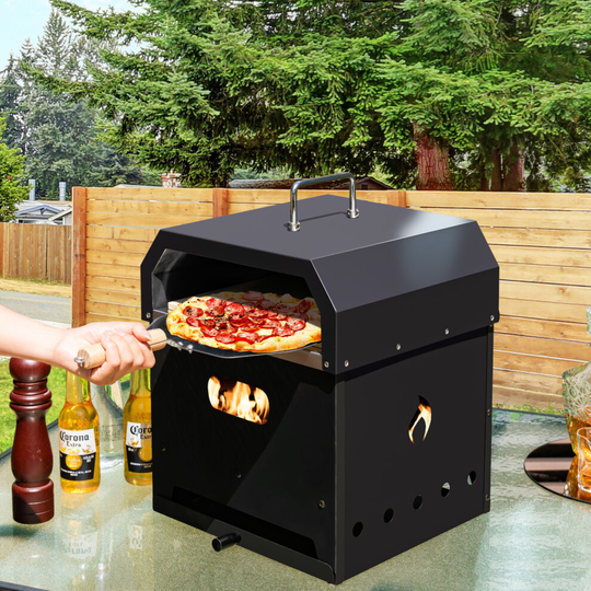 4-in-1 Multipurpose Outdoor Pizza Oven 2-Layer Detachable Grill Oven