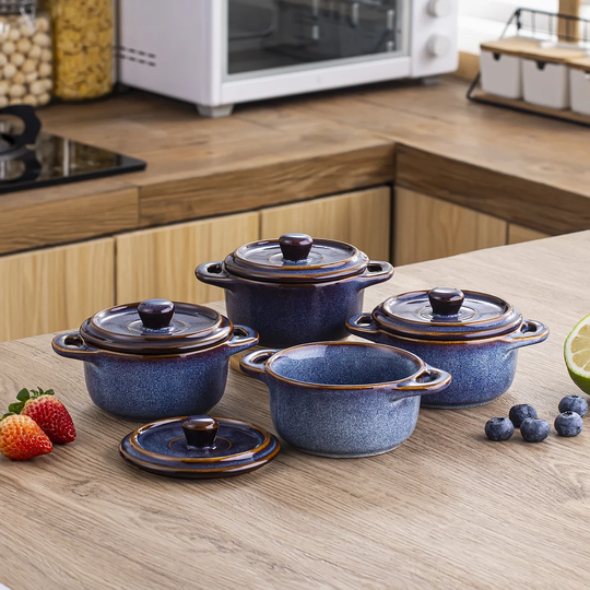 Capri Stoneware Round Mini Casserole with Lids