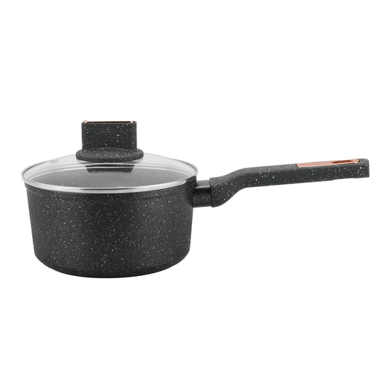 AMERCOOK | Brittany Kasserolle 18 Cm Mit Deckel | Steinoptik | Fr Alle Herdarten | Stilkasserolle | Induktion Geeignet | Milchtopf | Antihaft-Beschich