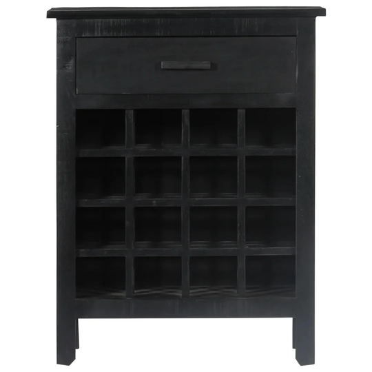 Meneses 16 Bottle Solid Wood Floor Wine Bottle Rack in Black