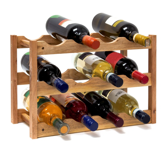 Small, Bottle Rack For 12 Bottles Of Wine, H X W X D: 28 X 21 X 42 Cm, Natural, Wood, Wine Rack Walnut With 3 Levels