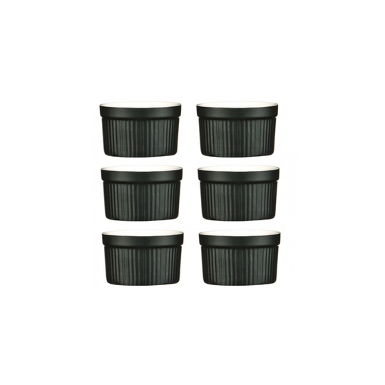 Kabalo Souffle Dessert, Pudding, Snack, Muffin, Cupcake & Crème Brulee Bowl Set Of 6 Black Kitchen Ceramic Ramekin Dish