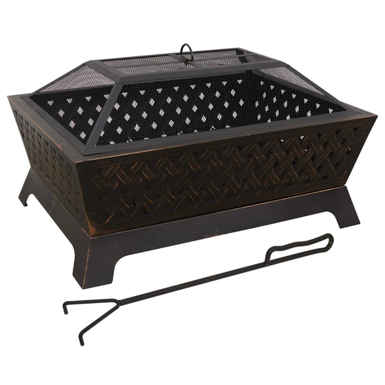 51Cm H x 89Cm W Steel Outdoor Fire Pit with Lid
