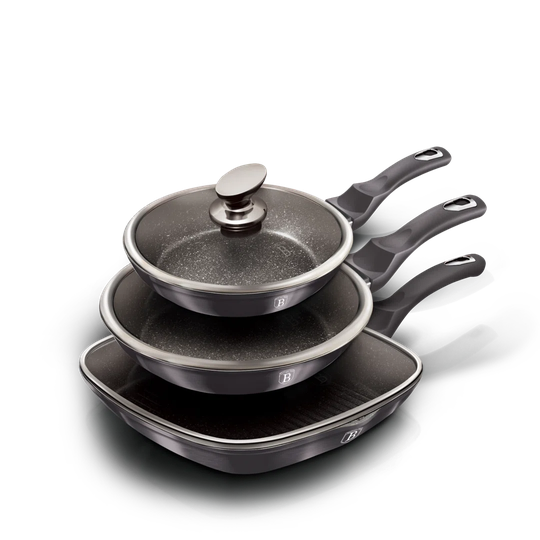 3-Piece Non-Stick Frying Pan Set with Lids