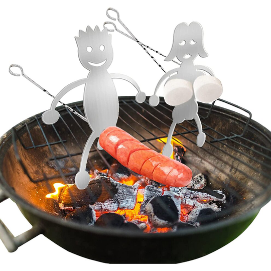 2PCS Marshmallow Roasting Sticks, Hot Dog Sticks for Campfire Funny, BBQ Grill Skewers & Metal Craft Barbecue Forks