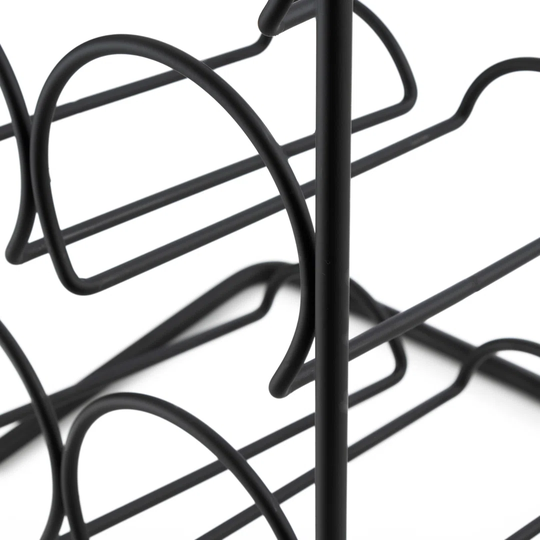 6 Bottle Tabletop Wine Bottle & Glass Rack in Black