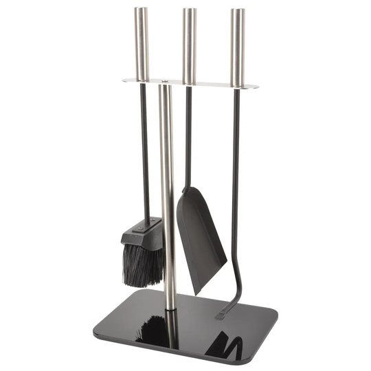 4 Piece Glass Fireplace Tool Set