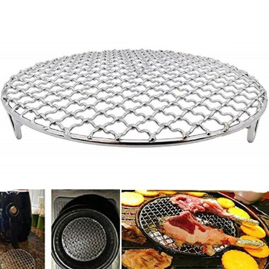 295mm Stainless Steel Round Grill Net With Foot Barbecue BBQ Meshes Wire Oven Grill Sheet Cooling Baking Rack For Camping Hiking