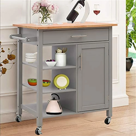 Manriquez 80 Cm Kitchen Trolley with Locking Wheels