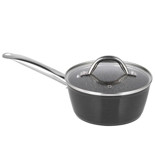 Saucepan 18 Cm With Glass Lid Cooking Pot Stainless Steel Handles Induction
