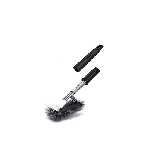 18" Triangle Metal BBQ Grill Cleaning Brush, bbq Brush with Scraper, Heavy Duty 3-Branch Stainless Steel Barbecue Bristles Cleaner, BBQ Cleaner A