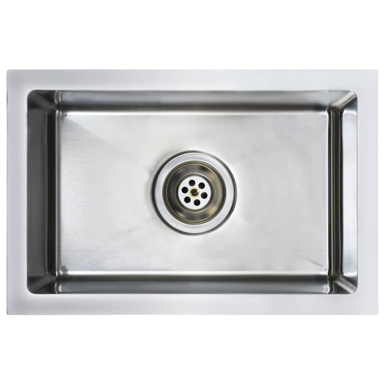 vidaXL Handmade Kitchen Sink with Strainer Stainless Steel Under-Mount Basin