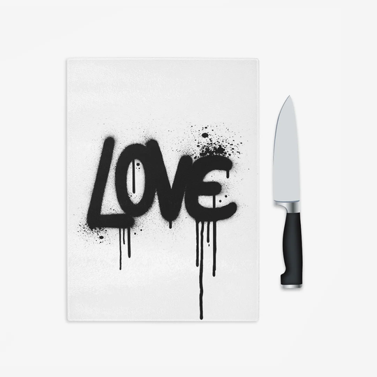 Tempered Glass Love Graffiti Typography Chopping Board