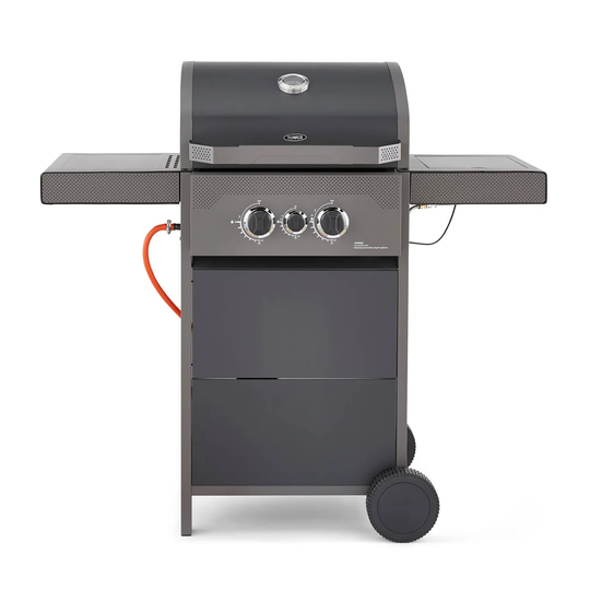 Tower T978500 Stealth 2000 Two Burner Porcelain Enamel Gas BBQ with additional side burner, Precision Thermometer, Cabinets and Rust Proof Design, Bla
