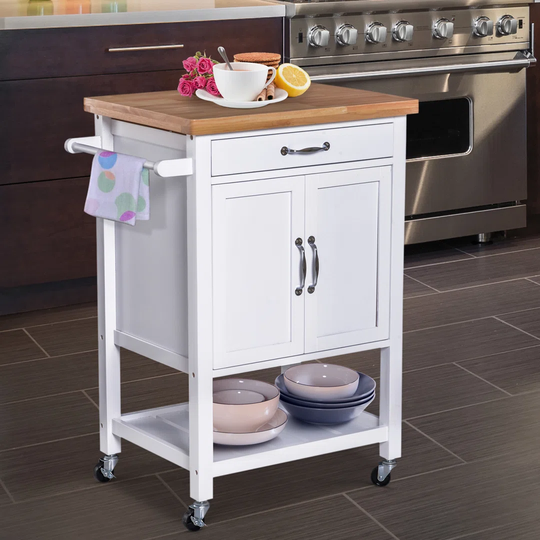 Leopoldo Kitchen Trolley with Wood