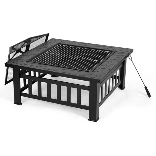 36Cm H x 81Cm W Iron Wood Burning Outdoor Fire Pit with Lid
