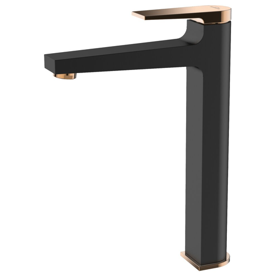 Black/Rose Gold Brass Bathroom Tall Basin Faucet Mixer Tap + Click-Clack Plug