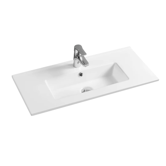 Thin-Edge Ceramic 61Cm Narrow Inset Basin With Rectangular Bowl in , 81cm H x 36cm W x 13.5cm L