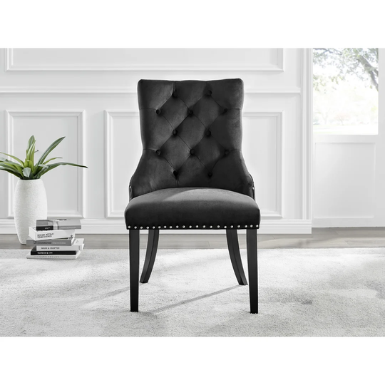 Novara Black Leg 120Cm Round Glass Dining Table & 6 Black Belgravia Black Leg Chairs