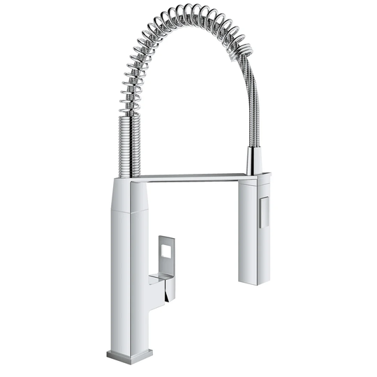 GROHE Eurocube Professional kitchen tap, professional spray, 360° swivel range, high spout, GROHE StarLight 31395000