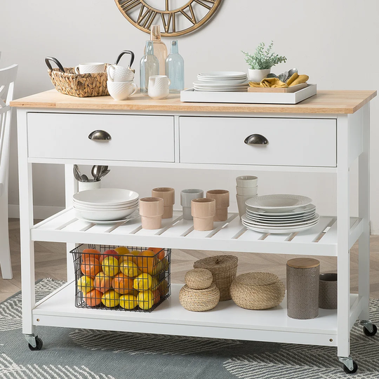 Margaux 120 Cm Kitchen Island with Rubberwood Top