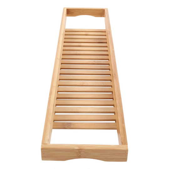 Modern Bamboo Bath Tray Bathtub Storage Rack Shelf Organizer Wine Glass Holder